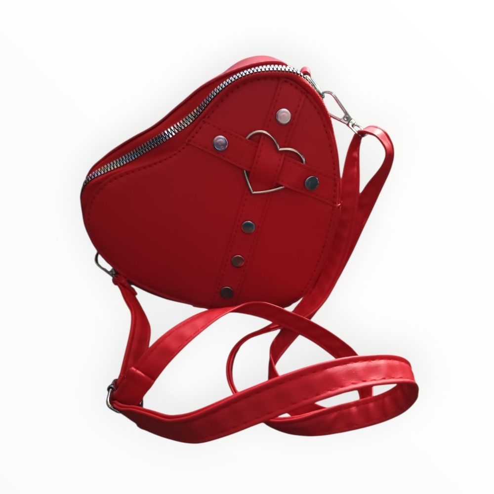 Heart-Shaped Red Crossbody Bag
